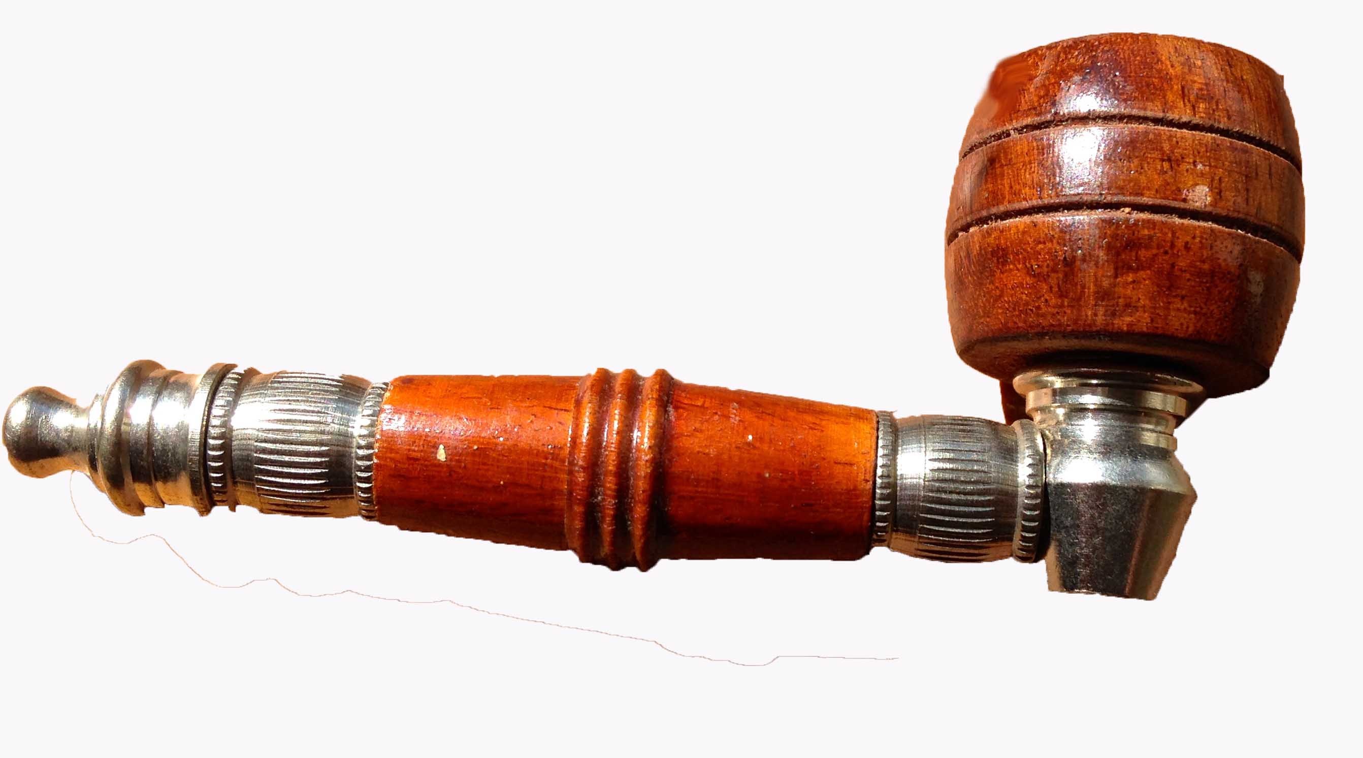 Wood And Chrome Kit Pipe Light Wood With Barrel Bowl 4\"